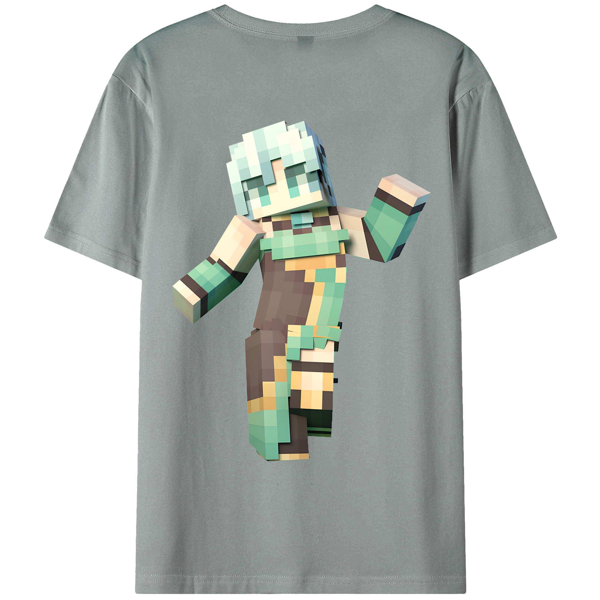 （画像用） マインクラフト ブロックの世界 Minecraft MC Block world 綿100％ メンズ半袖Tシャツ（バックプリント） 通気性